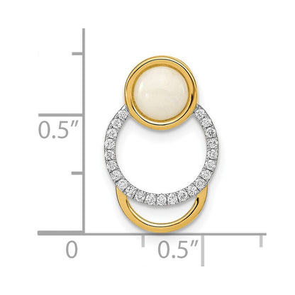 14K Yellow Gold Polished Real Diamond u0026 Opal Circle Chain Slide