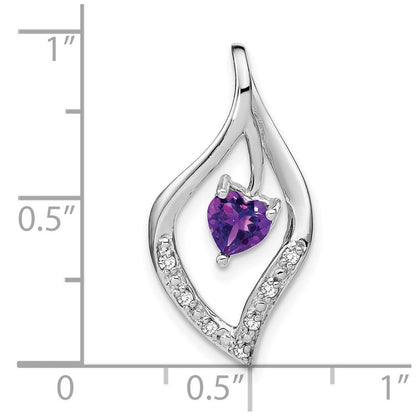14k White Gold Amethyst and Real Diamond Pendant