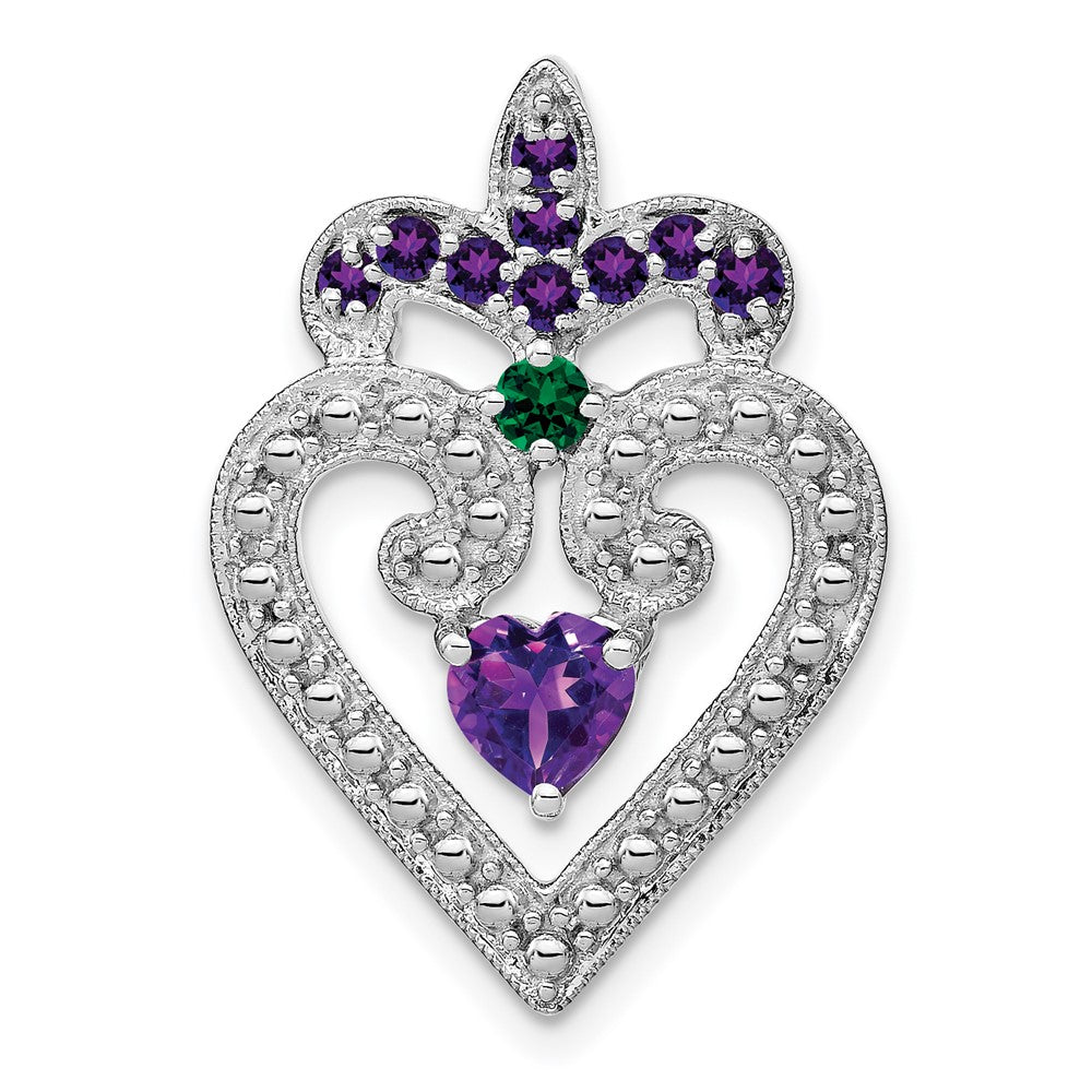 Sterling Silver Amethyst u0026 Cr. Emerald Pendant