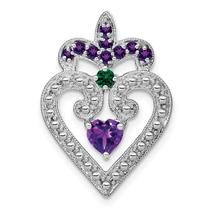 Sterling Silver Amethyst u0026 Cr. Emerald Pendant