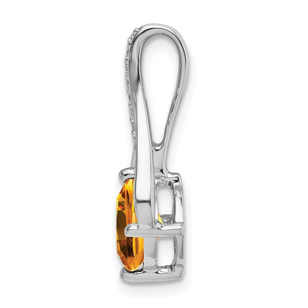 14k White Gold Citrine and Real Diamond Pendant