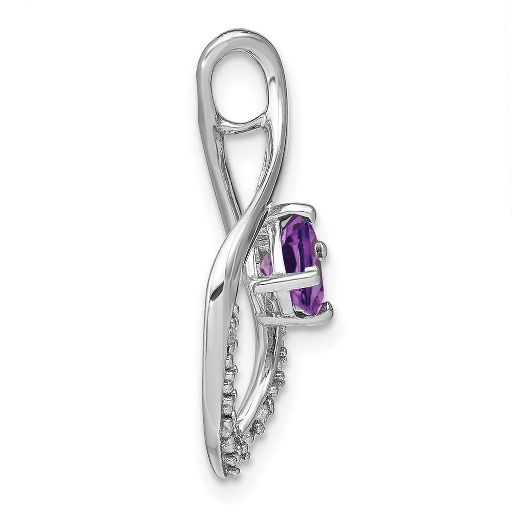 14k White Gold Amethyst and Real Diamond Pendant