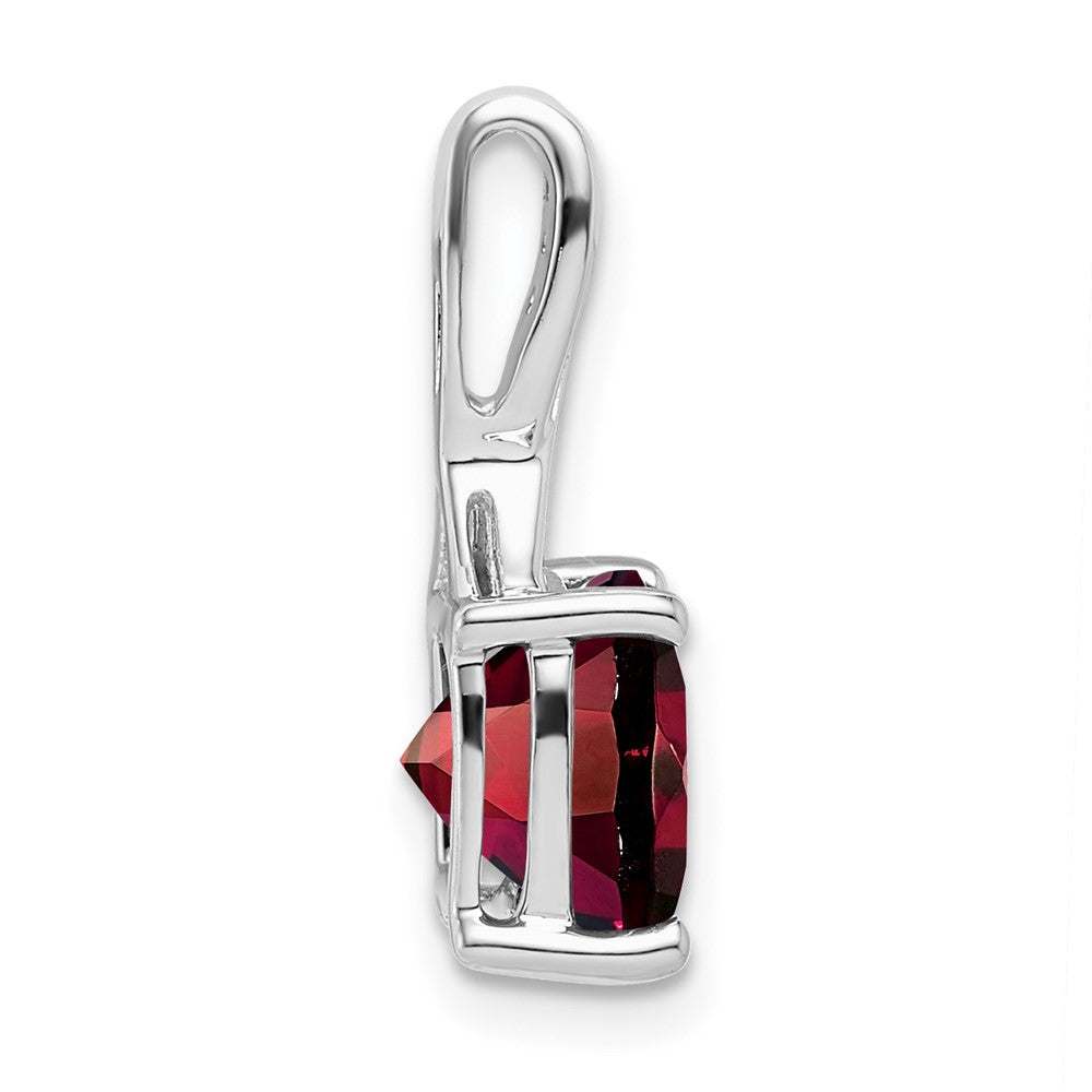 14k White Gold Cushion Garnet and Real Diamond Pendant