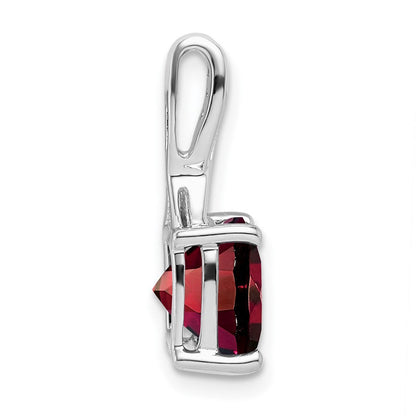 14k White Gold Cushion Garnet and Real Diamond Pendant