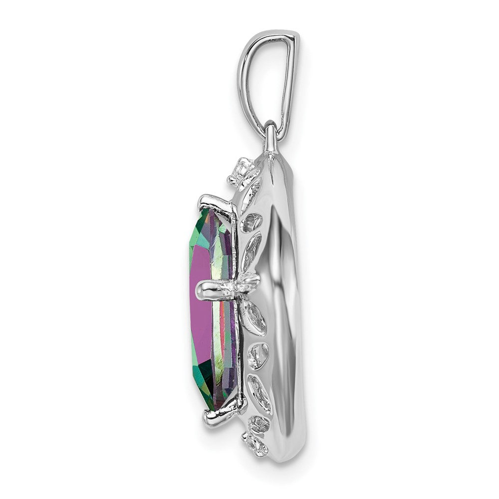 Sterling Silver Mystic Fire Topaz and Real Diamond Pendant