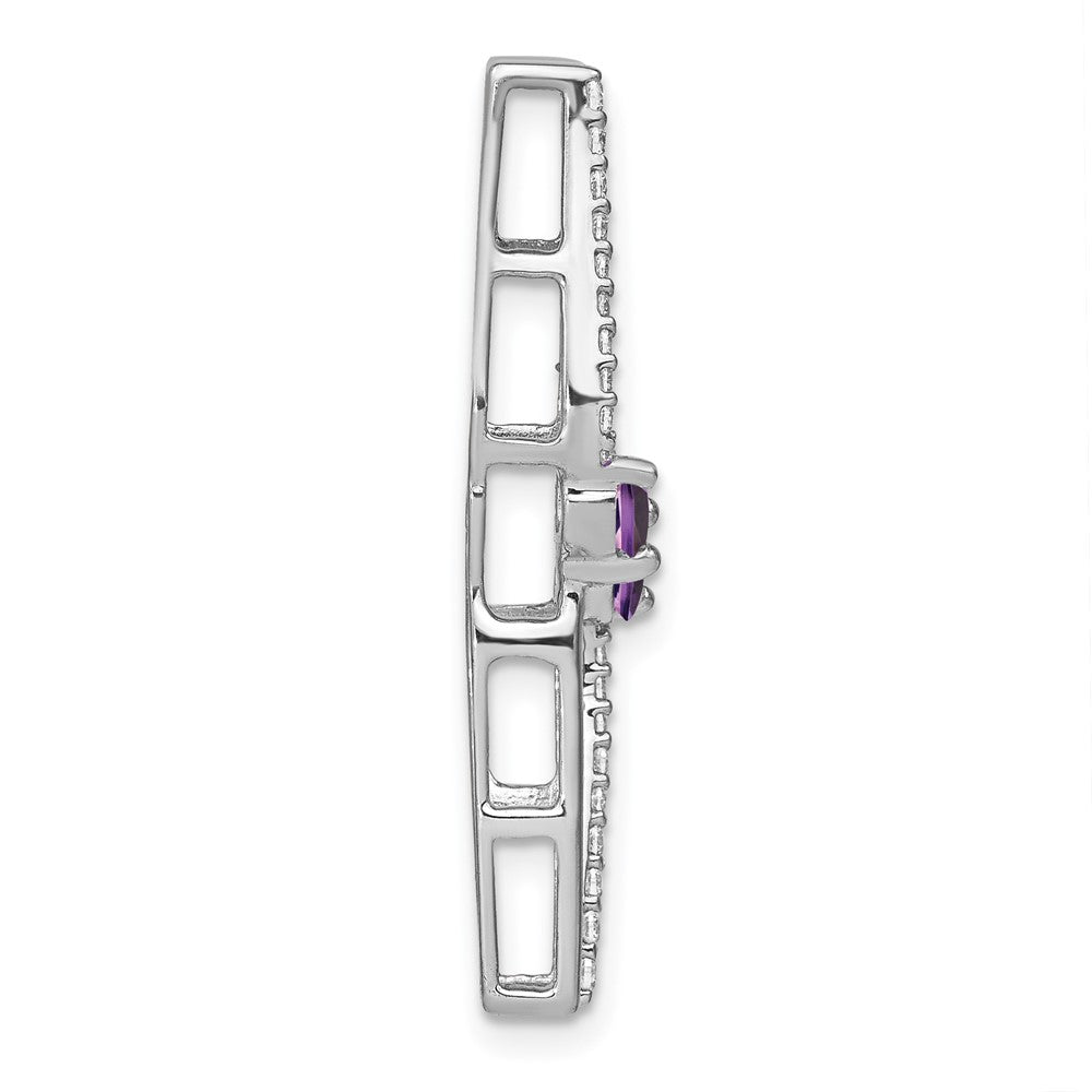 14k White Gold Amethyst and Real Diamond Chain Slide