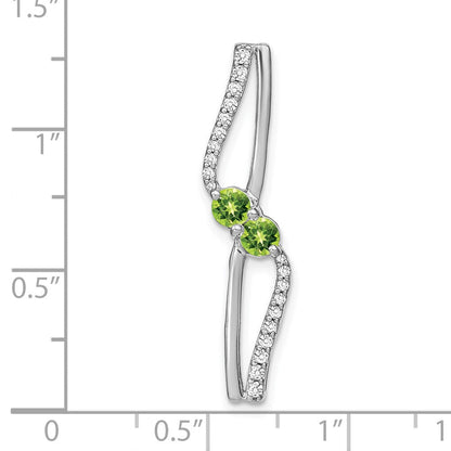 14k White Gold Peridot and Real Diamond Chain Slide