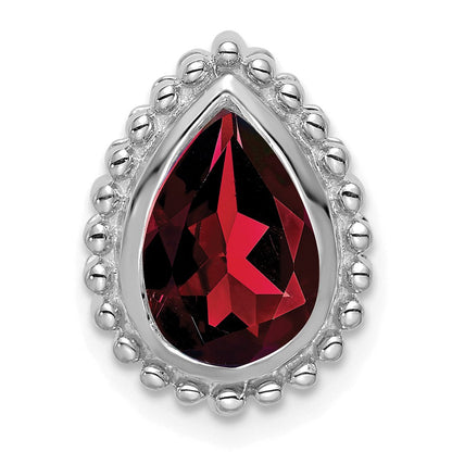 14k White Gold Pear Garnet Chain Slide