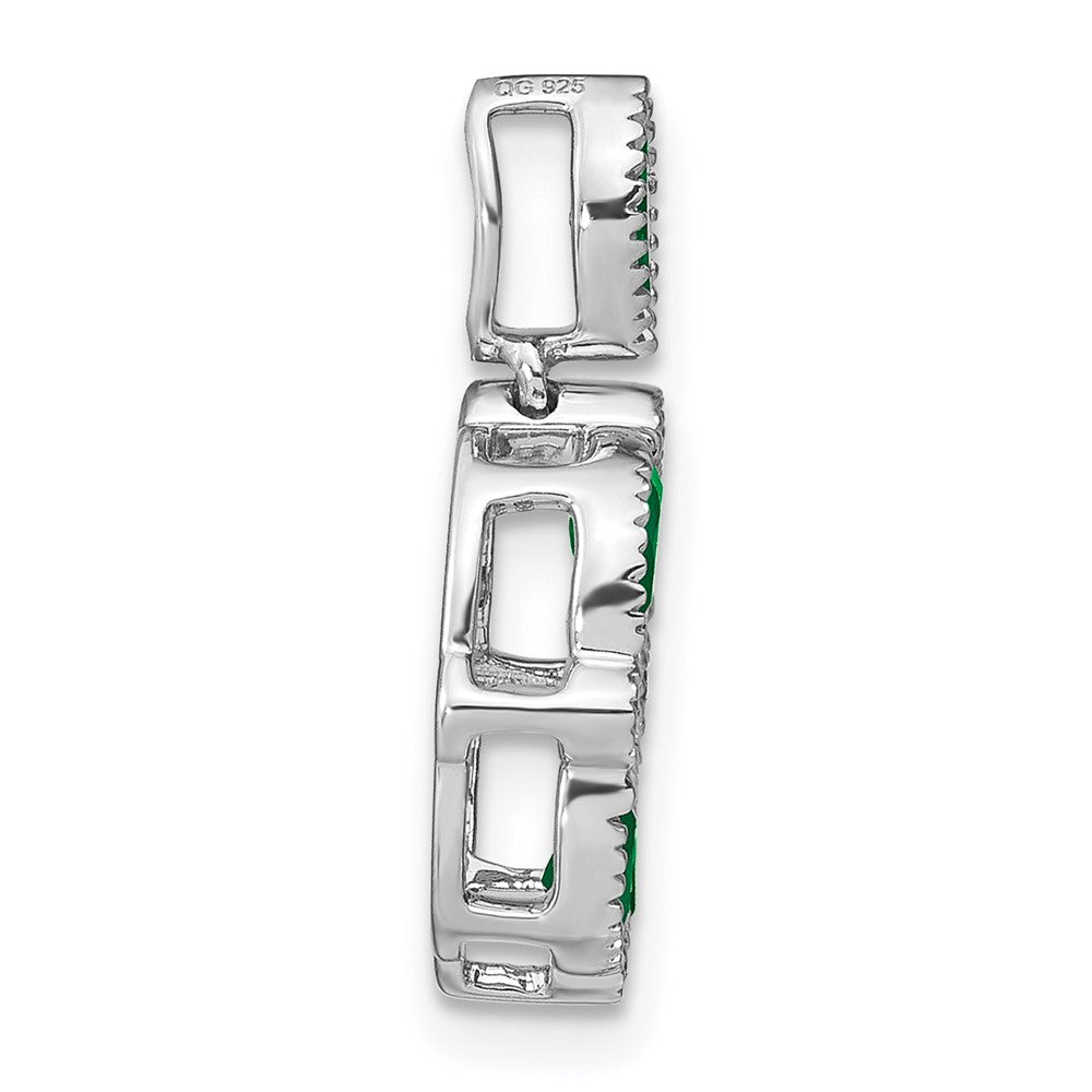 14k White Gold Emerald and Real Diamond Pendant