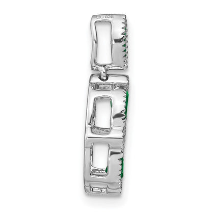 14k White Gold Emerald and Real Diamond Pendant