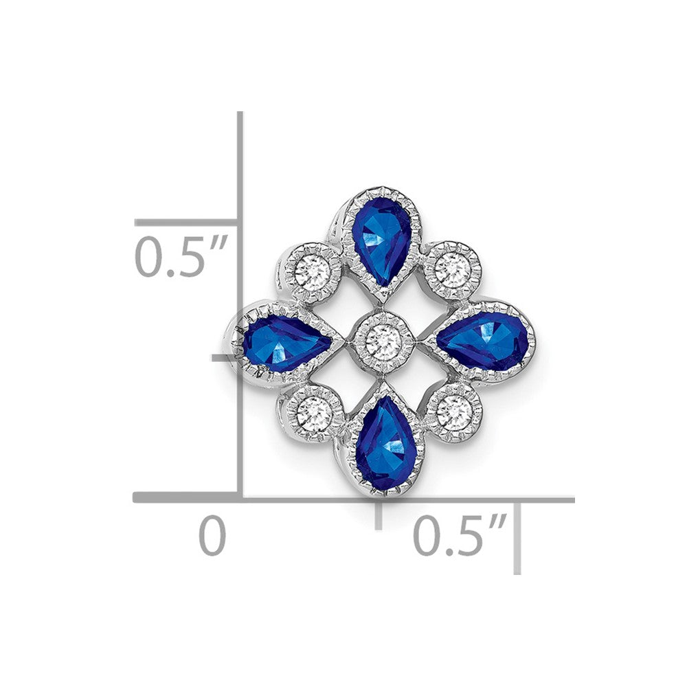 14k White Gold Sapphire and Real Diamond Chain Slide