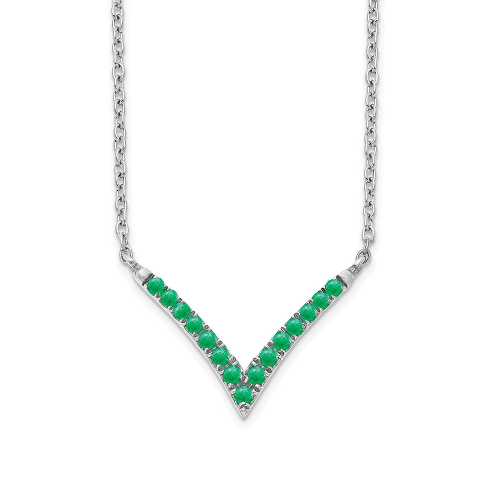 14k White Gold Emerald 18in. V-Necklace
