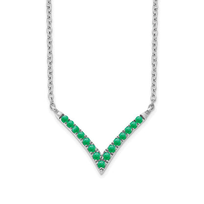 14k White Gold Emerald 18in. V-Necklace
