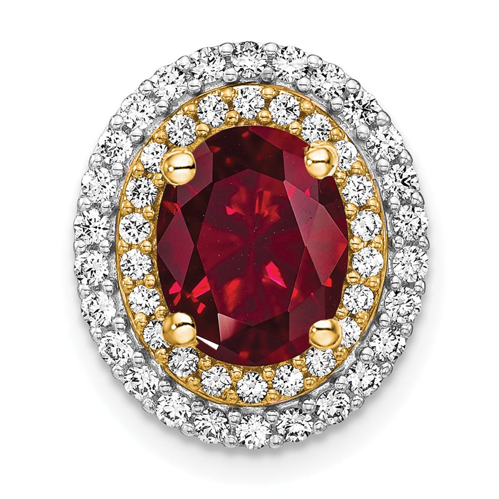 14k Two-Tone Gold Lab Grown Real Diamond u0026 Created Ruby Pendant