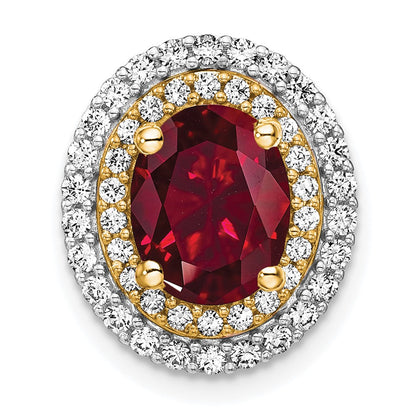 14k Two-Tone Gold Lab Grown Real Diamond u0026 Created Ruby Pendant