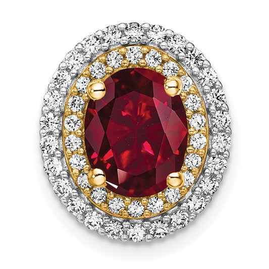 14k Two-Tone Gold Lab Grown Real Diamond u0026 Created Ruby Pendant