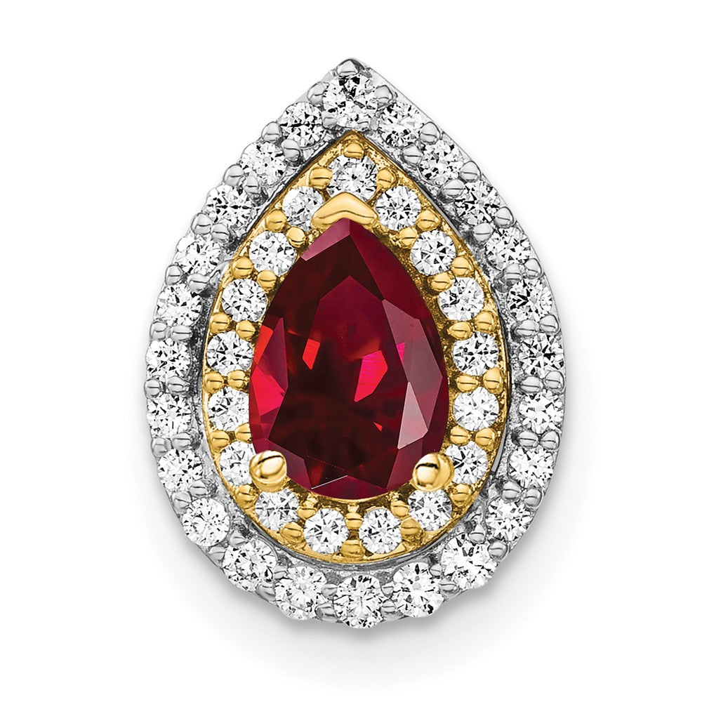 14k Two-Tone Gold Lab Grown Real Diamond u0026 Created Ruby Pendant