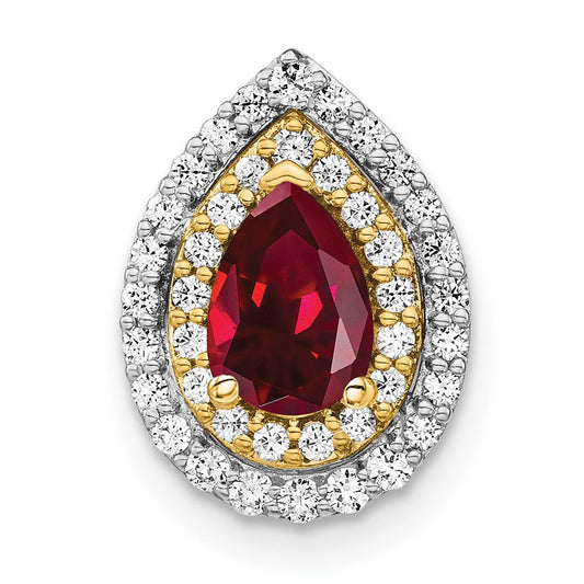 14k Two-Tone Gold Lab Grown Real Diamond u0026 Created Ruby Pendant