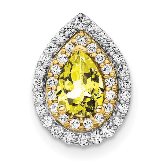 14k Two-Tone Gold Lab Grown Real Diamond u0026 Created Yellow Sapphire Pendant