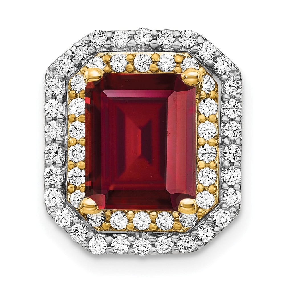 14k Two-Tone Gold Lab Grown Real Diamond u0026 Created Ruby Pendant