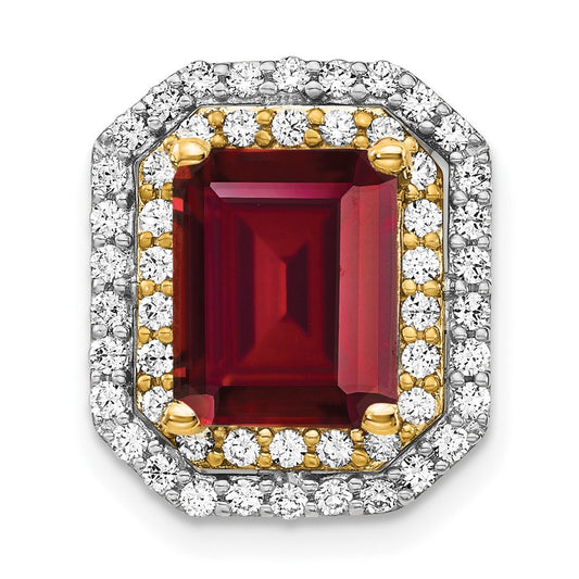 14k Two-Tone Gold Lab Grown Real Diamond u0026 Created Ruby Pendant