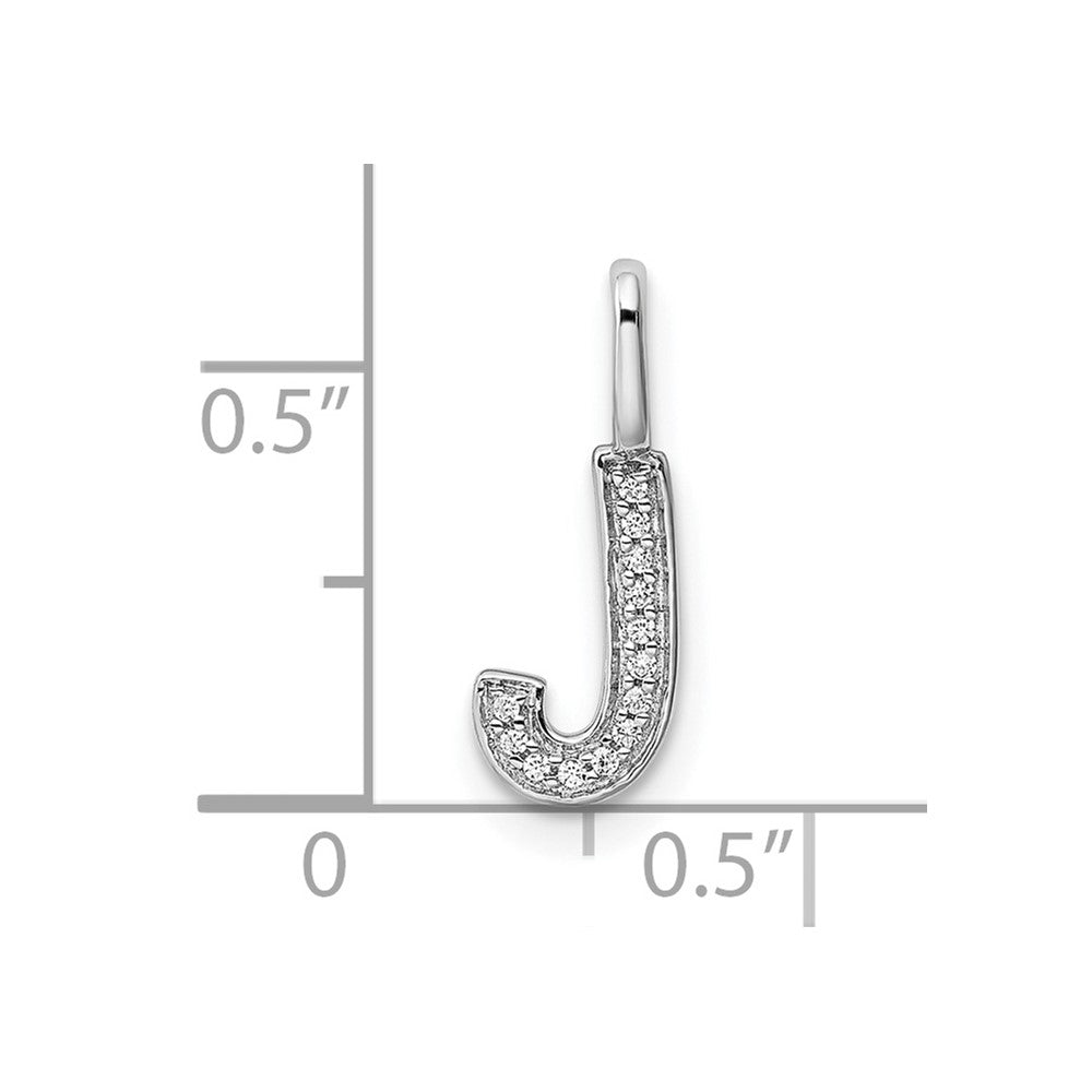 14K White Gold Real Diamond Letter J Initial Pendant