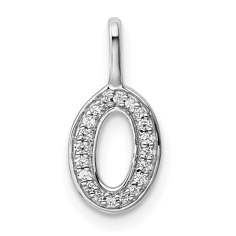 14K White Gold Real Diamond Letter O Initial Pendant