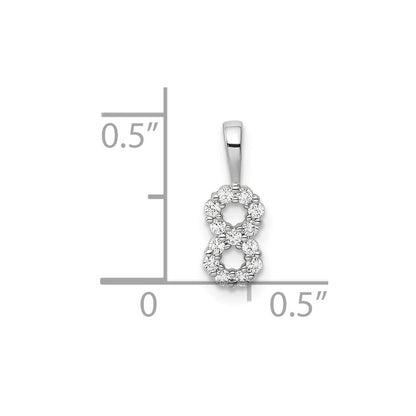 14k White Gold Real Diamond Number 8 Pendant