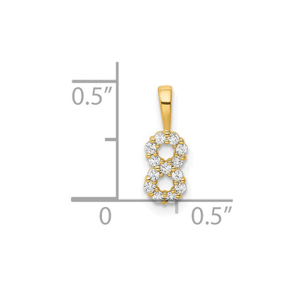 14K Yellow Gold Real Diamond Number 8 Pendant