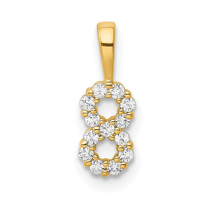 14K Yellow Gold Real Diamond Number 8 Pendant