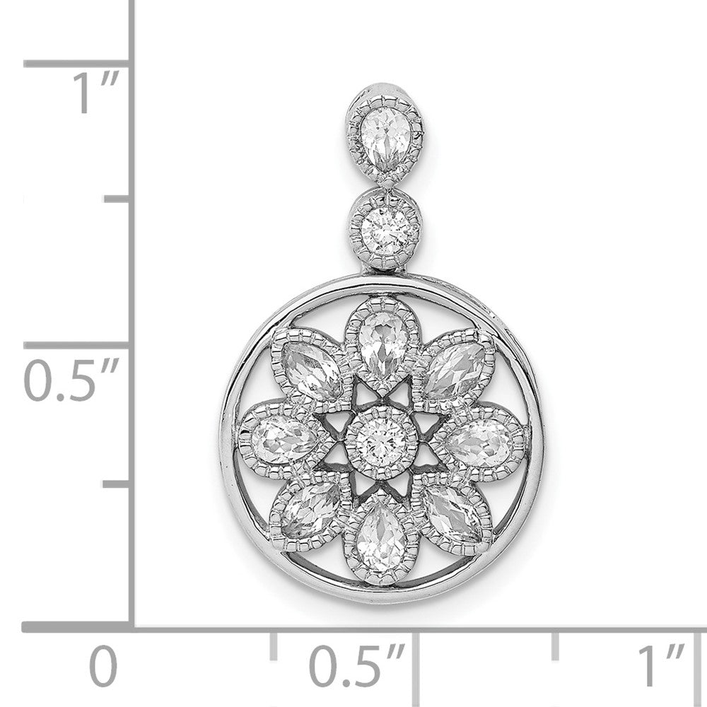 14k White Gold Floral Real Diamond Chain Slide