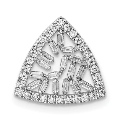 14k White Gold Polished Triangle Real Diamond Chain slide