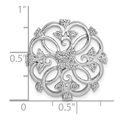 14k White Gold Floral Real Diamond Chain Slide