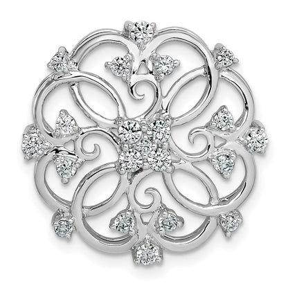 14k White Gold Floral Real Diamond Chain Slide