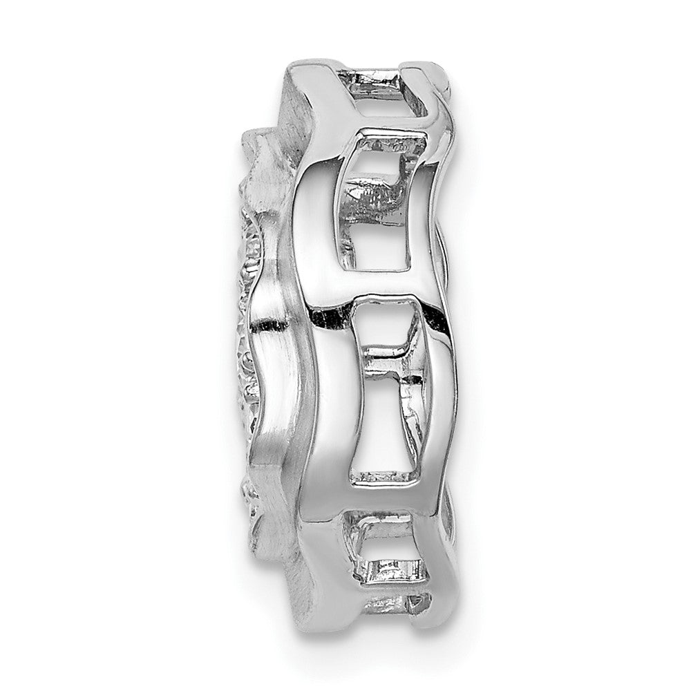 14k White Gold Polished Wavy Circle Real Diamond Chain slide