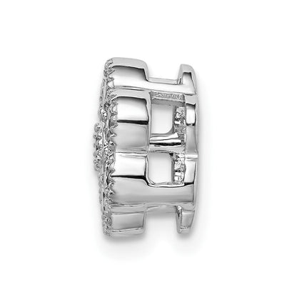 14k White Gold Floral Real Diamond Chain Slide