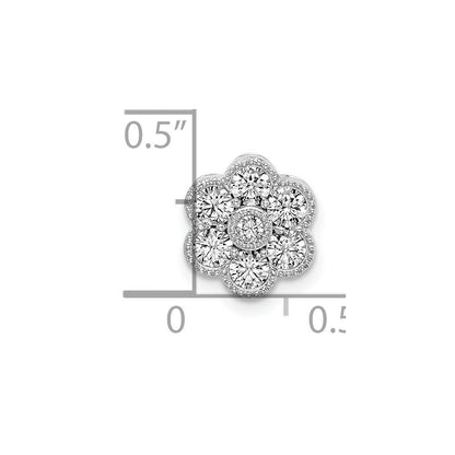 14k White Gold Floral Real Diamond Chain Slide