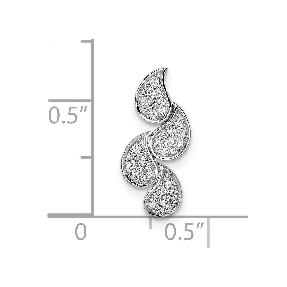 14k White Gold Polished Teardrop Real Diamond Chain Slide