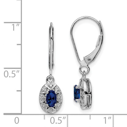 Sterling Silver Rhodium-plated Diamond u0026 Created Sapphire Earrings