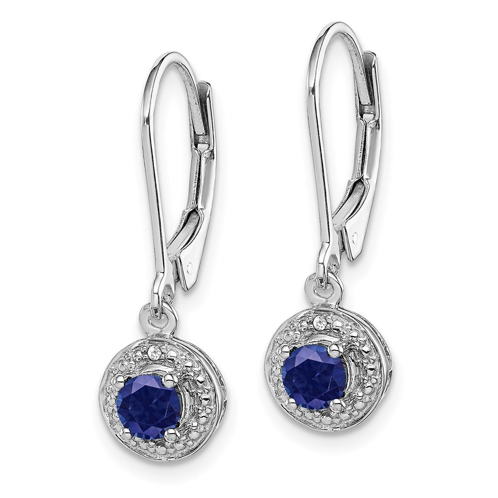 Sterling Silver Rhodium-plated Diamond u0026 Created Sapphire Earrings