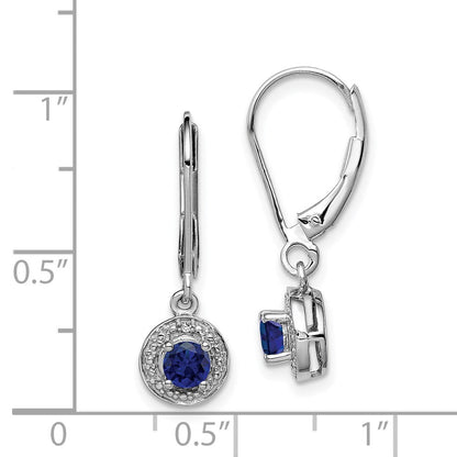 Sterling Silver Rhodium-plated Diamond u0026 Created Sapphire Earrings