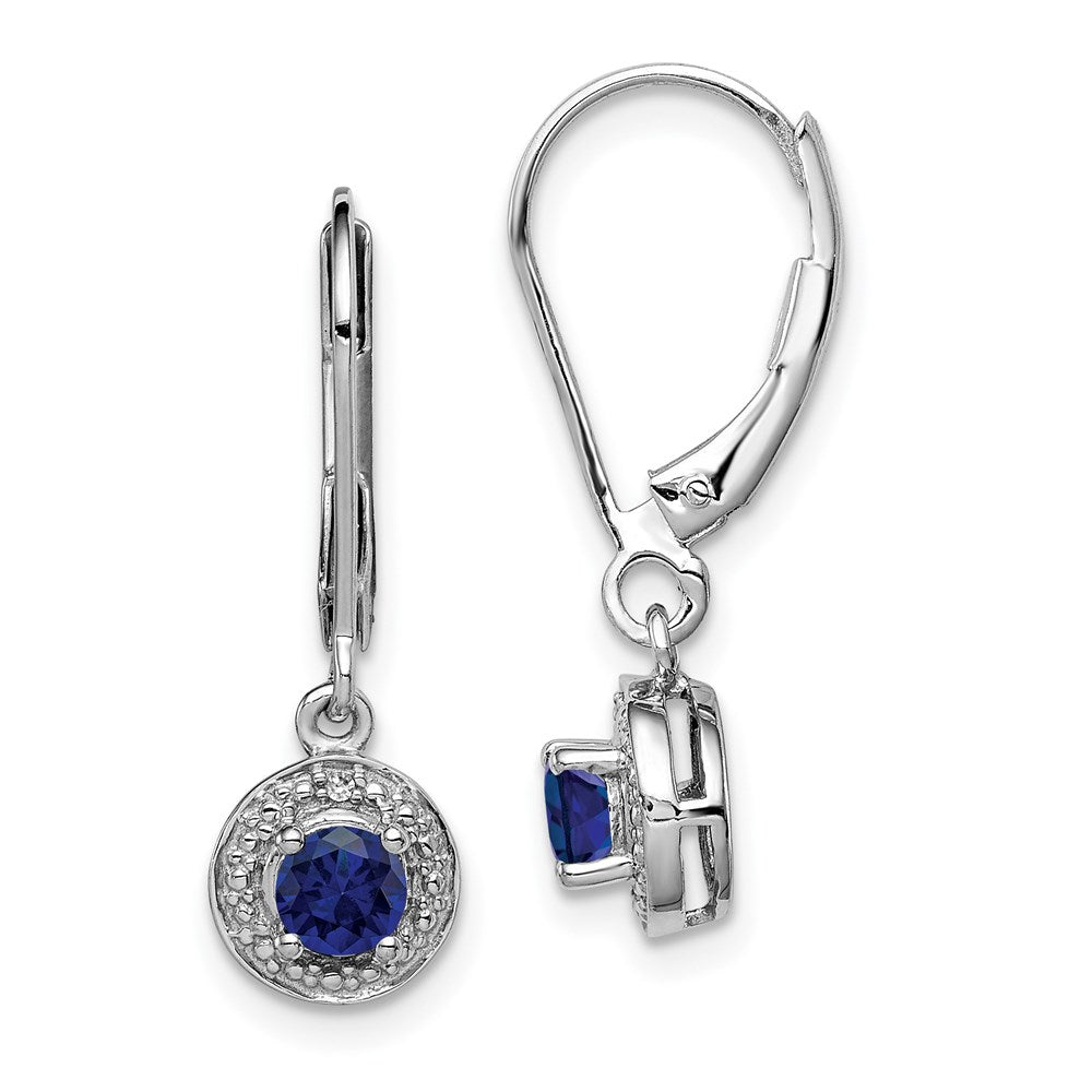 Sterling Silver Rhodium-plated Diamond u0026 Created Sapphire Earrings