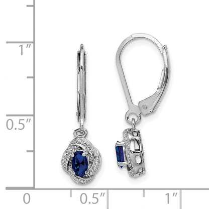 Sterling Silver Rhodium-plated Diamond u0026 Created Sapphire Earrings