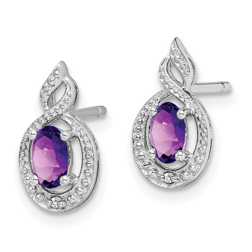 Sterling Silver Rhodium-plated Amethyst u0026 Diamond Earrings