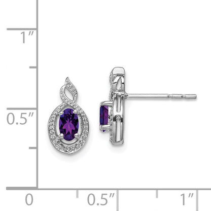 Sterling Silver Rhodium-plated Amethyst u0026 Diamond Earrings