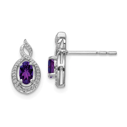 Sterling Silver Rhodium-plated Amethyst u0026 Diamond Earrings