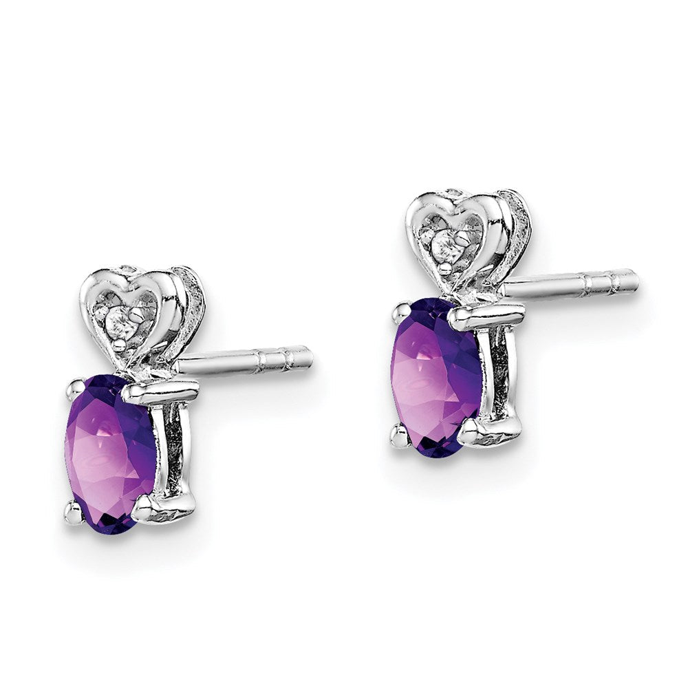Sterling Silver Rhodium-plated Amethyst u0026 Diamond Earrings