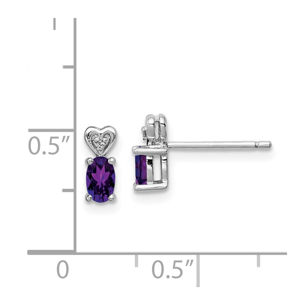 Sterling Silver Rhodium-plated Amethyst u0026 Diamond Earrings