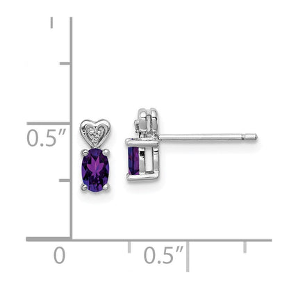 Sterling Silver Rhodium-plated Amethyst u0026 Diamond Earrings