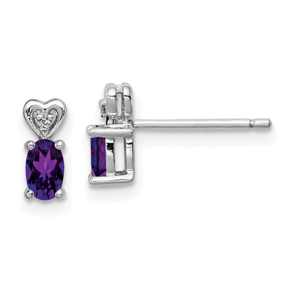 Sterling Silver Rhodium-plated Amethyst u0026 Diamond Earrings